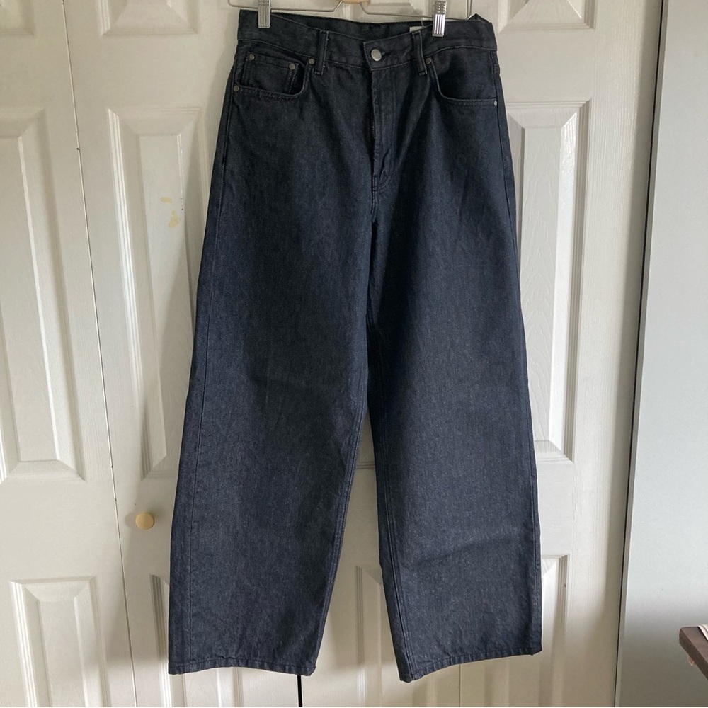 ZARA High Rise Wide Leg Jeans Dark Grey Size 8
